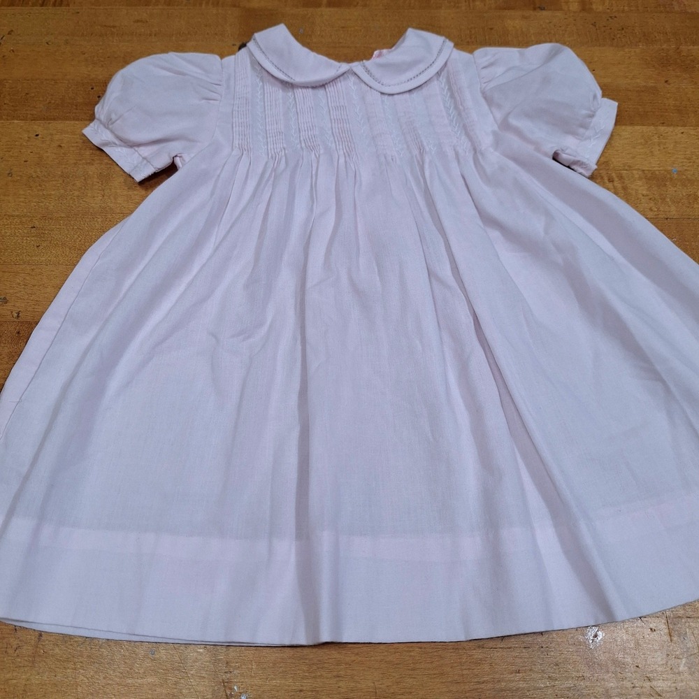 Petit Ami Dress Baby Girls 6M Pink Hand Embroidered Pintuck Heirloom 5994 Preppy